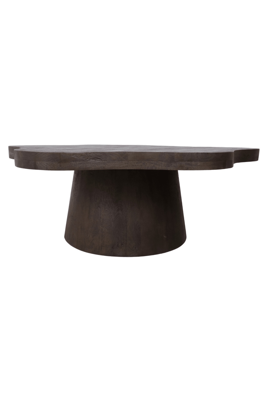Organische houten salontafel bloem vormige walnoot bruine kleur 120x120x43 cm