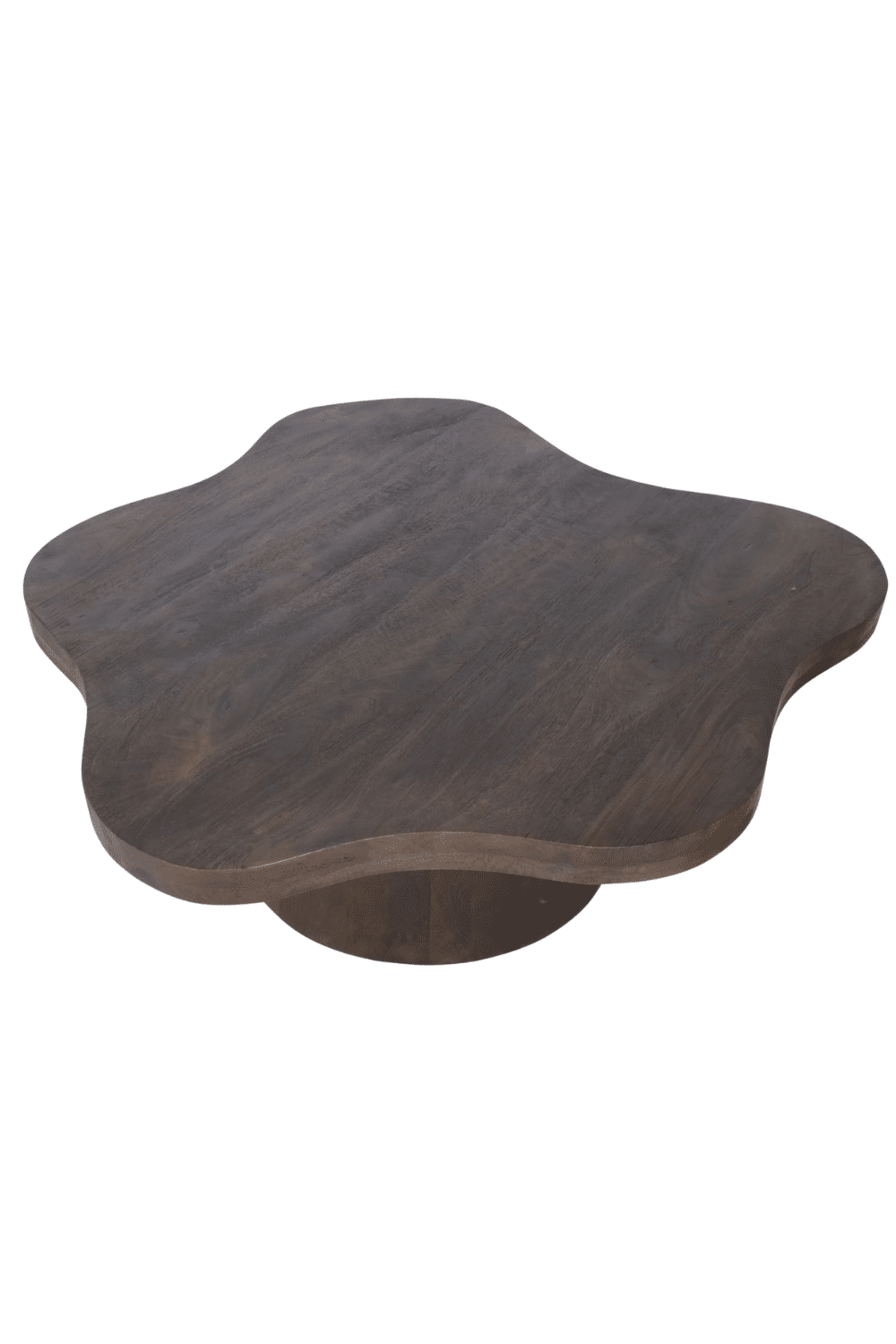 Organische houten salontafel bloem vormige walnoot bruine kleur 120x120x43 cm