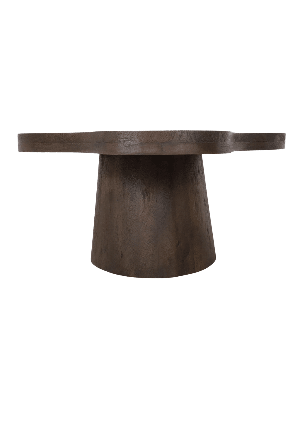 Organische houten salontafel bloem vormige walnoot bruine kleur 90x90x43 cm