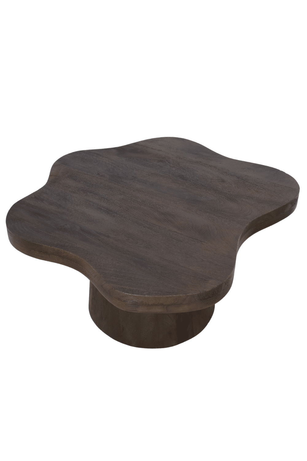 Organische houten salontafel bloem vormige walnoot bruine kleur 90x90x43 cm