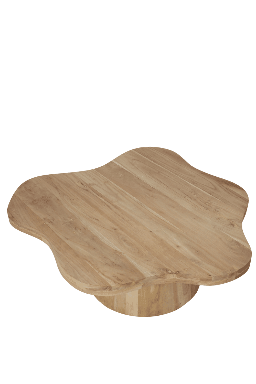 Organische licht houten salontafel bloem vormig acacia hout 90x90x43 cm