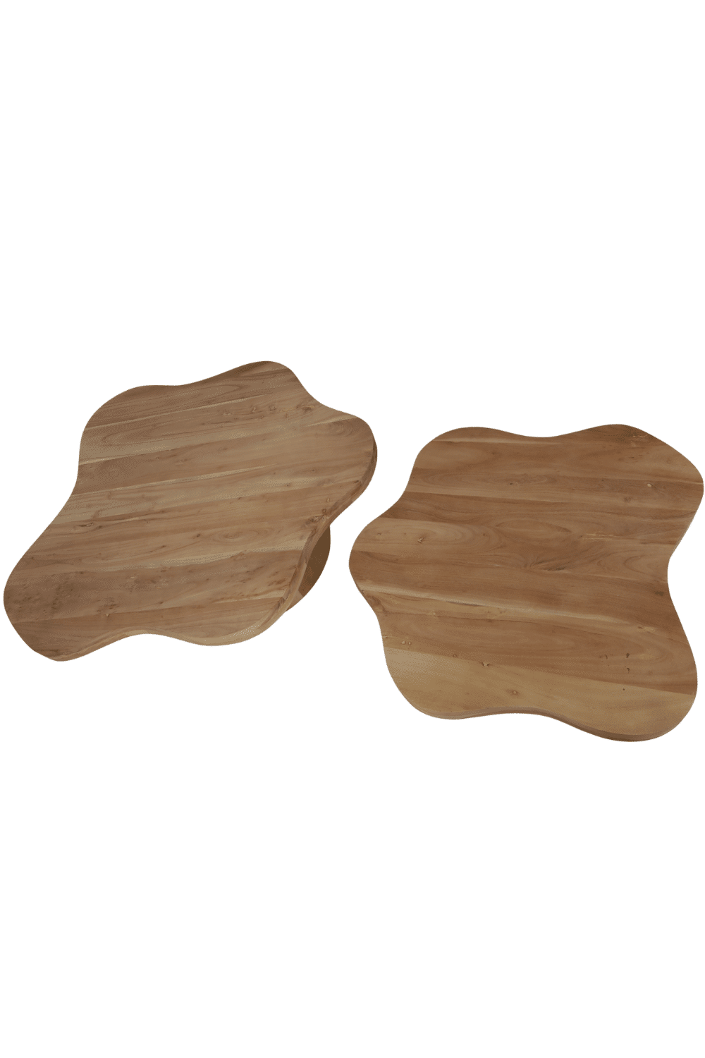 Organische licht houten salontafel bloem vormig acacia hout set van 2