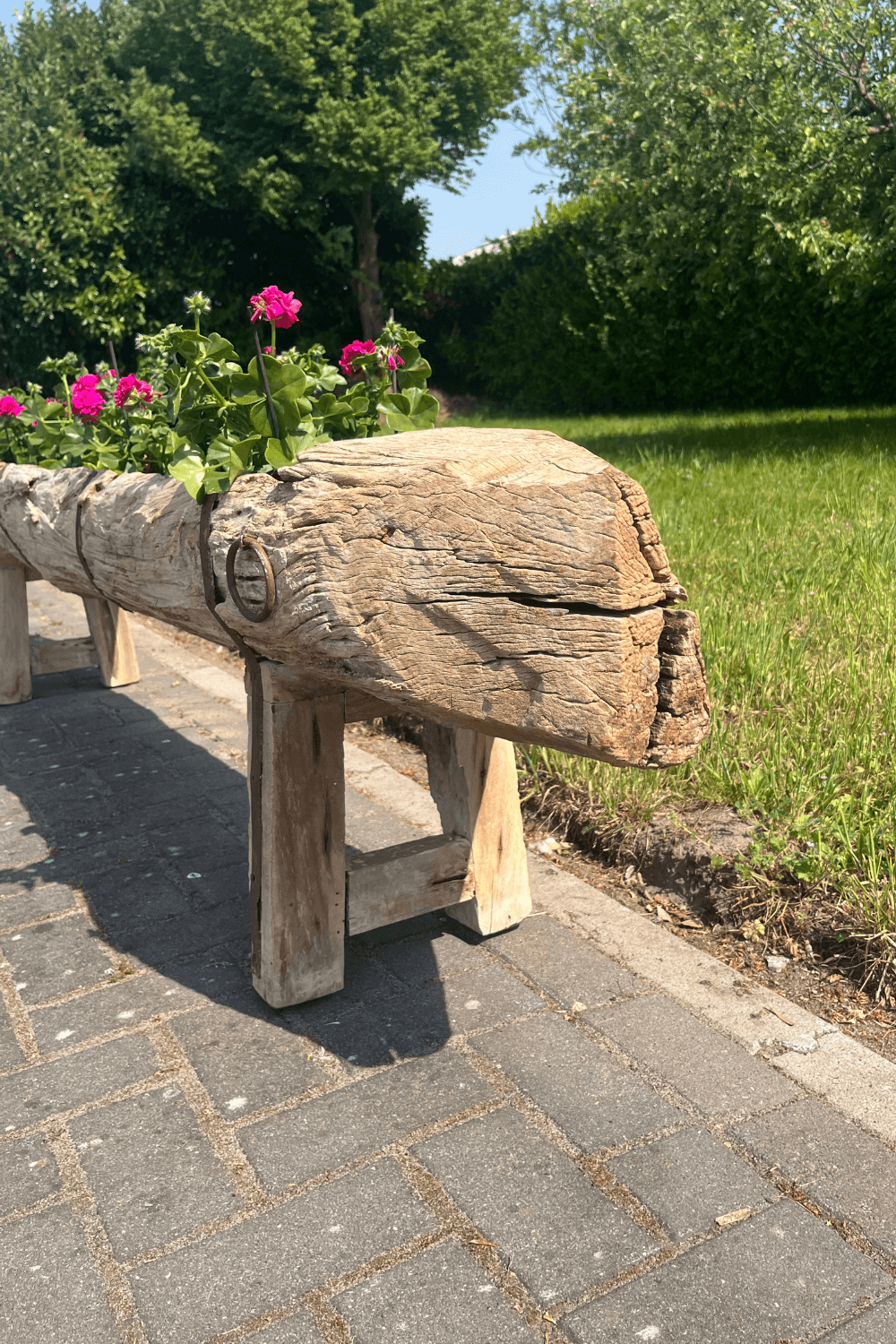Oude voederbak als plantenbak 260x35x52 cm