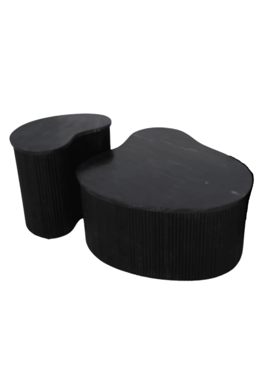 Organische Salontafels Van Zwart Mango Hout Met Zwart Marmeren Blad Set Van 2 Organische Salontafels Van Zwart Mango Hout Met Zwart Marmeren Blad Set Van 2