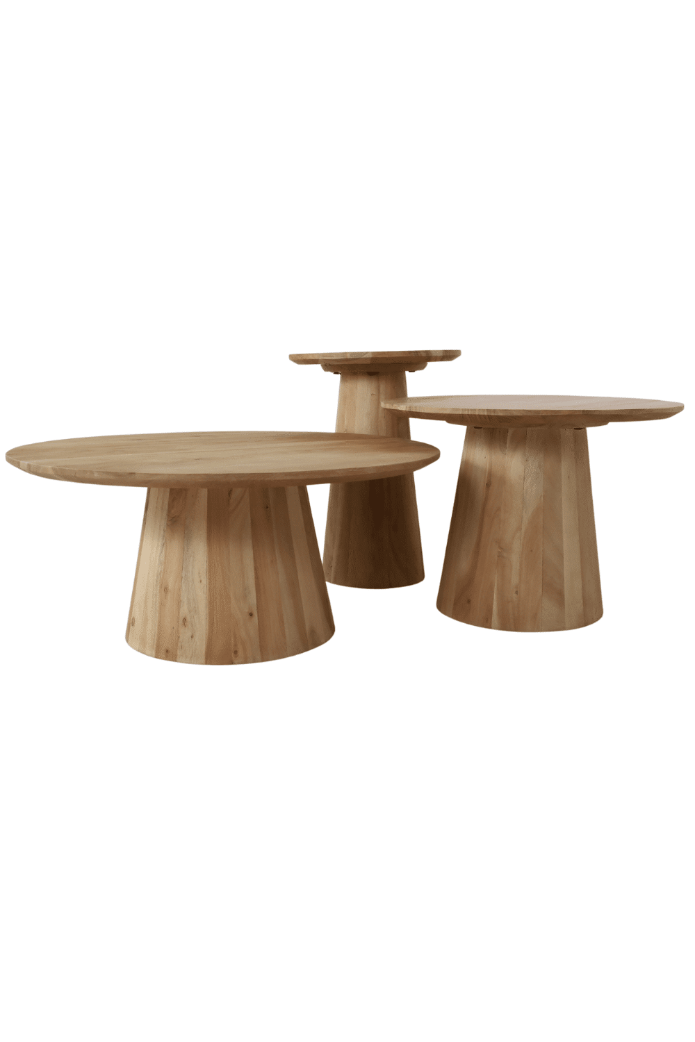 Ronde salontafel set acacia gebleekte eiken look