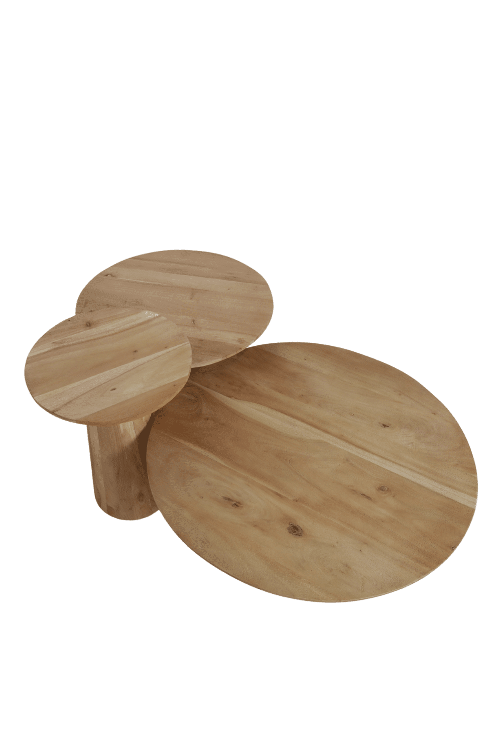 Ronde salontafel set acacia gebleekte eiken look