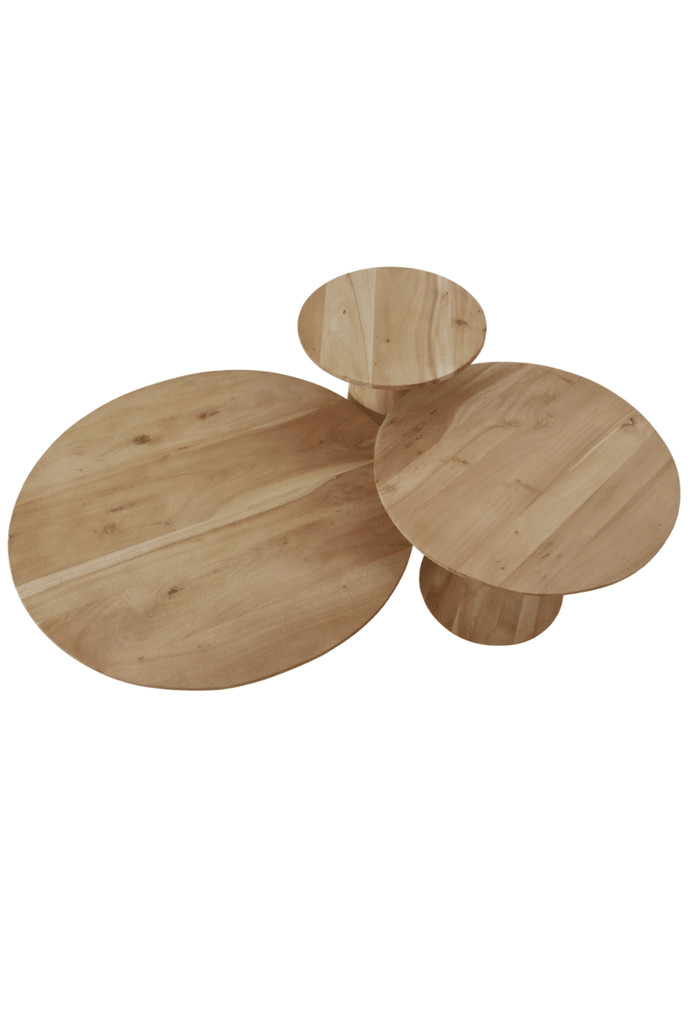 Ronde salontafel set acacia gebleekte eiken look