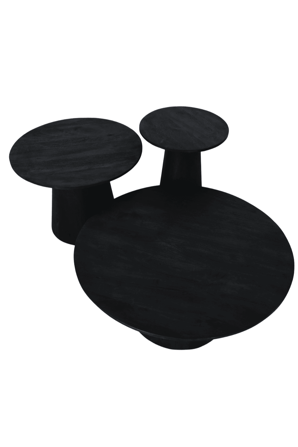 ronde salontafel zwart mango hout met kolompoot