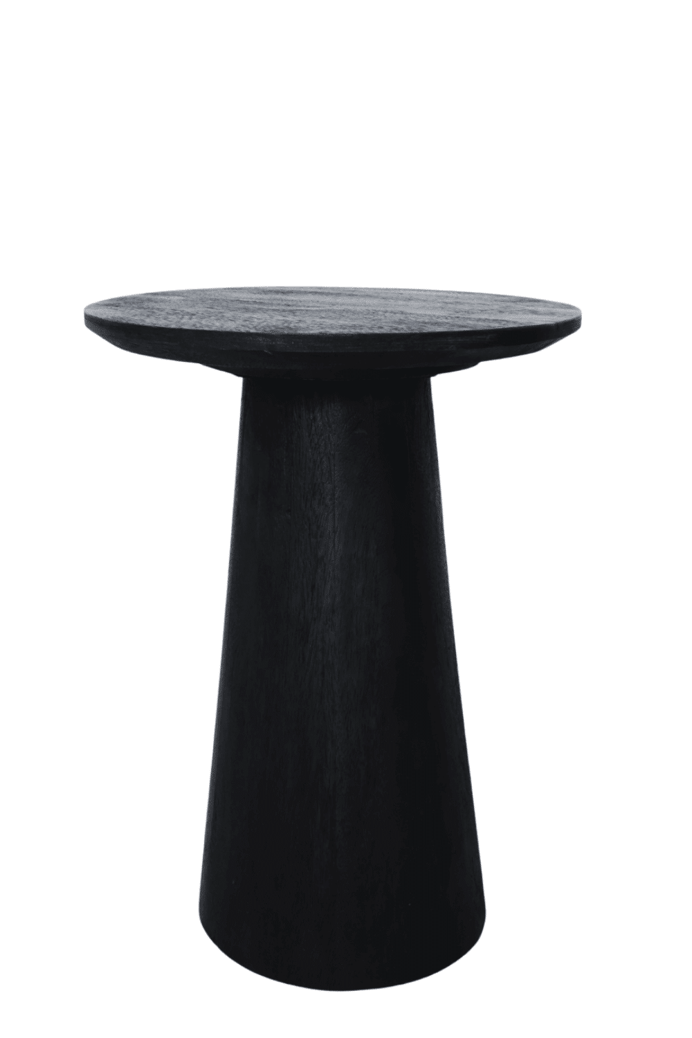 ronde salontafel zwart mango hout met kolompoot
