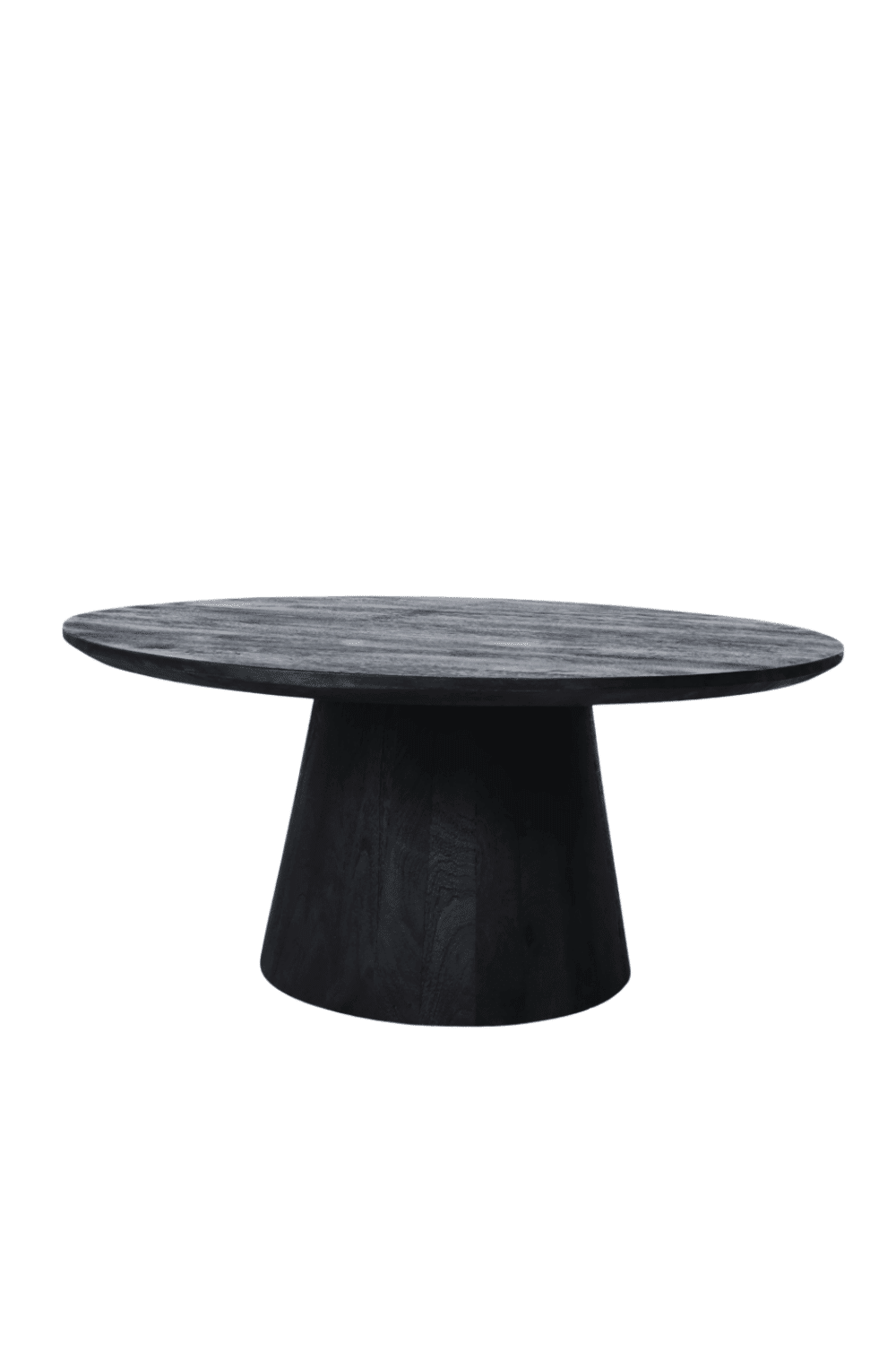 ronde salontafel zwart mango hout met kolompoot