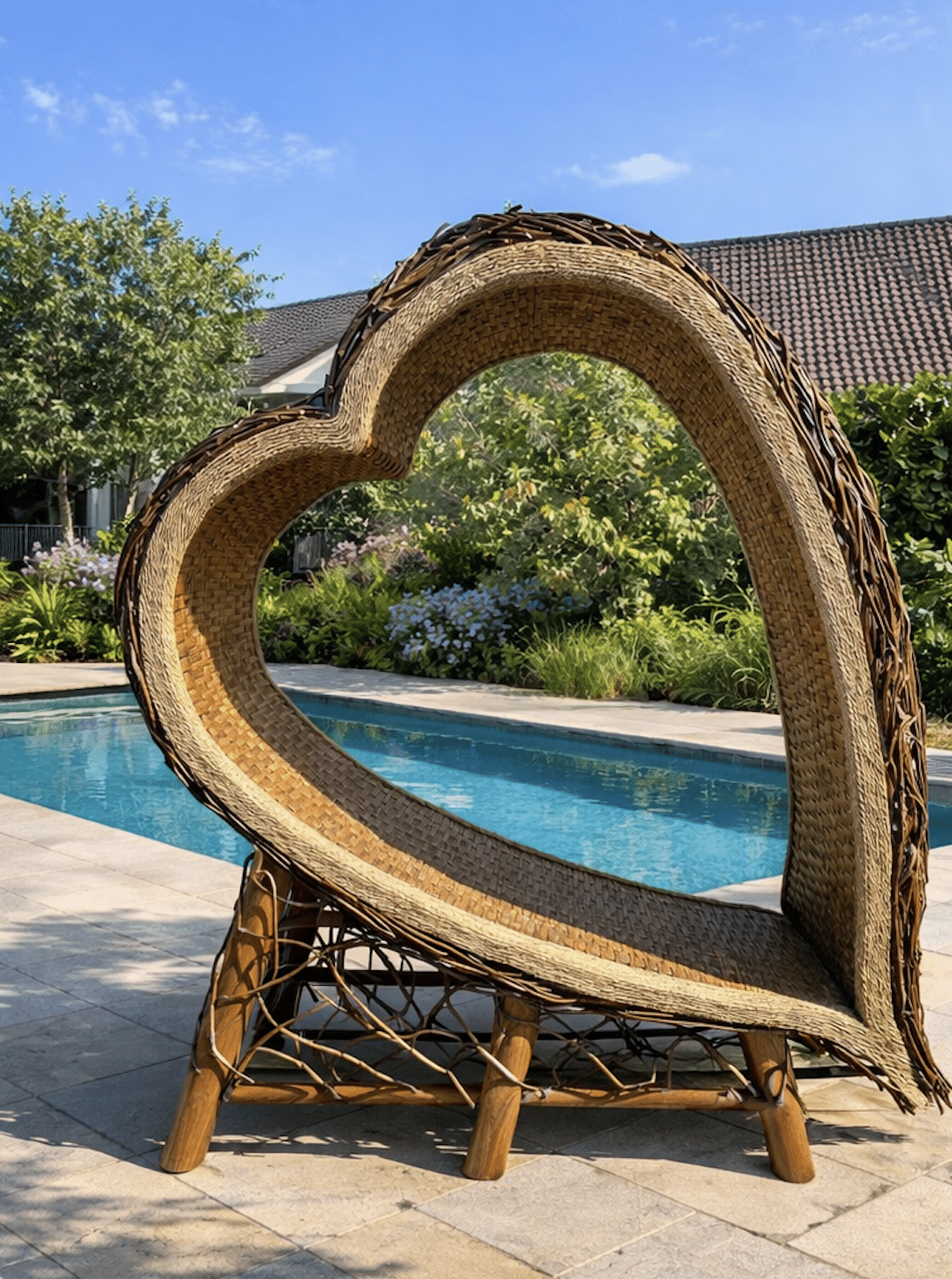 Houten lichtbed in de vorm van een hart. Photo Booth