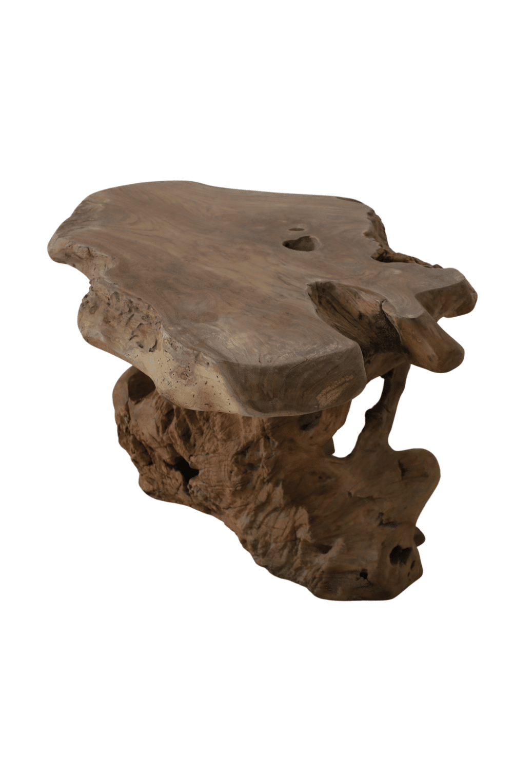 Stoere grove teak wortel salontafel 85x64x46cm