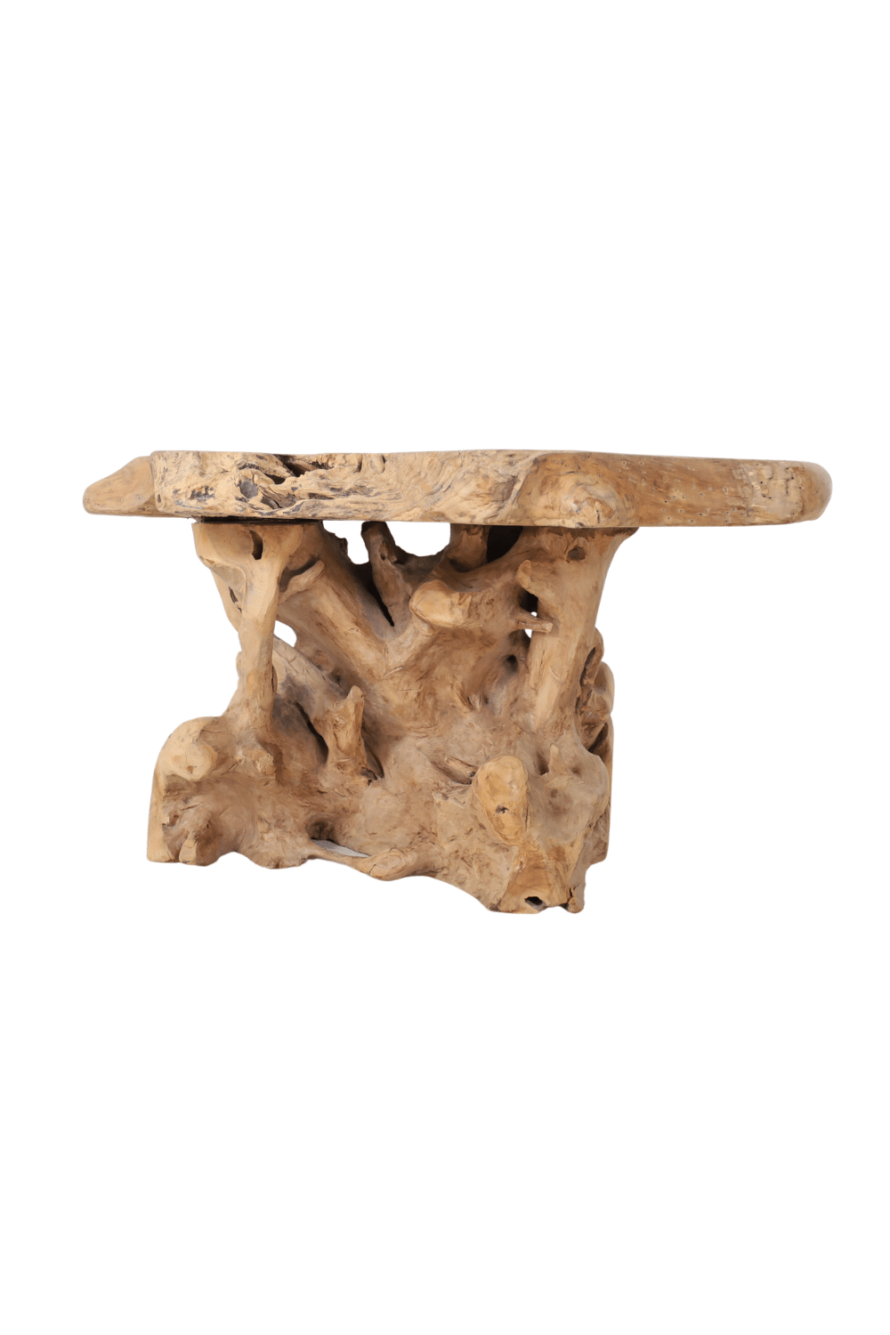 Stoere grove teak wortel salontafel 85x64x46cm