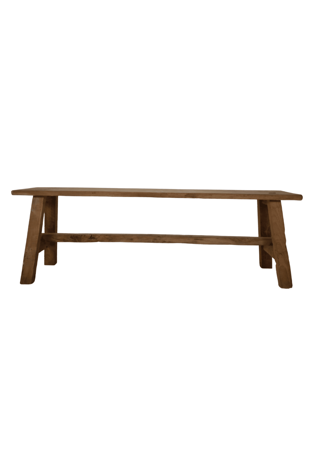 Teak houten bankje 140x25x45 cm oud hout