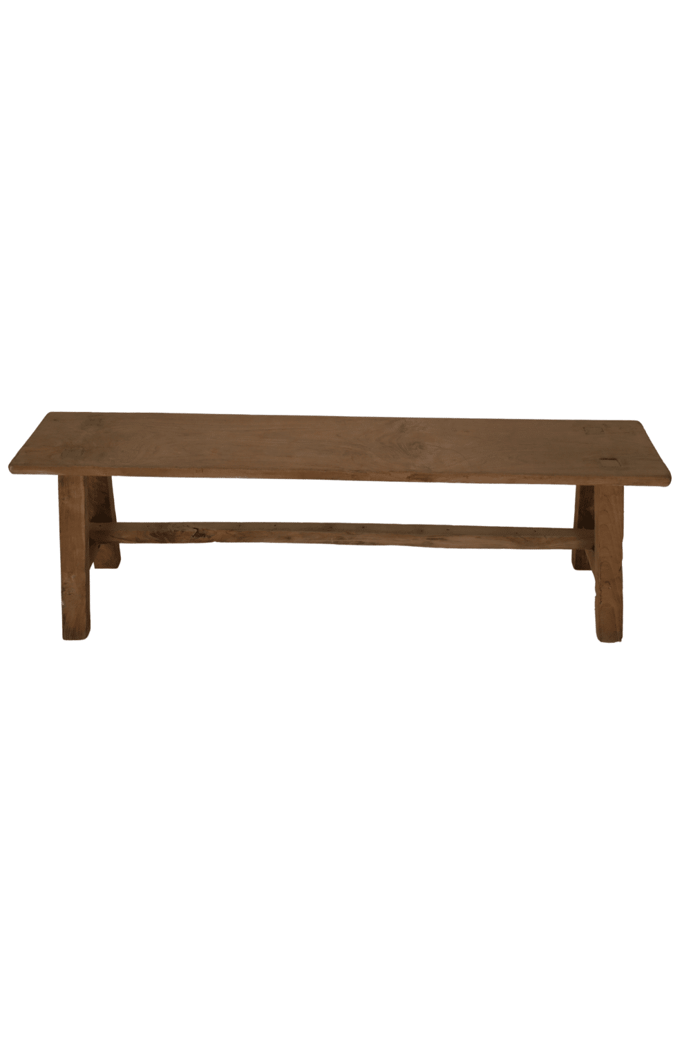 Teak houten bankje 140x25x45 cm oud hout