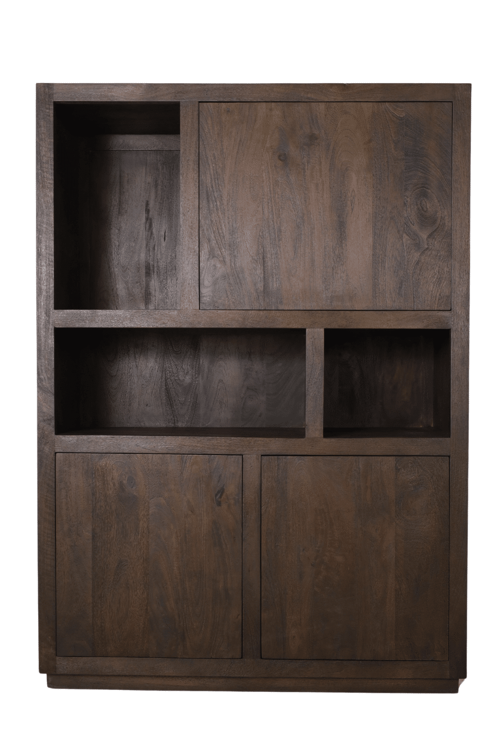 Vakkenkast walnoot bruin mango hout niet te hoog 120x45x170cm