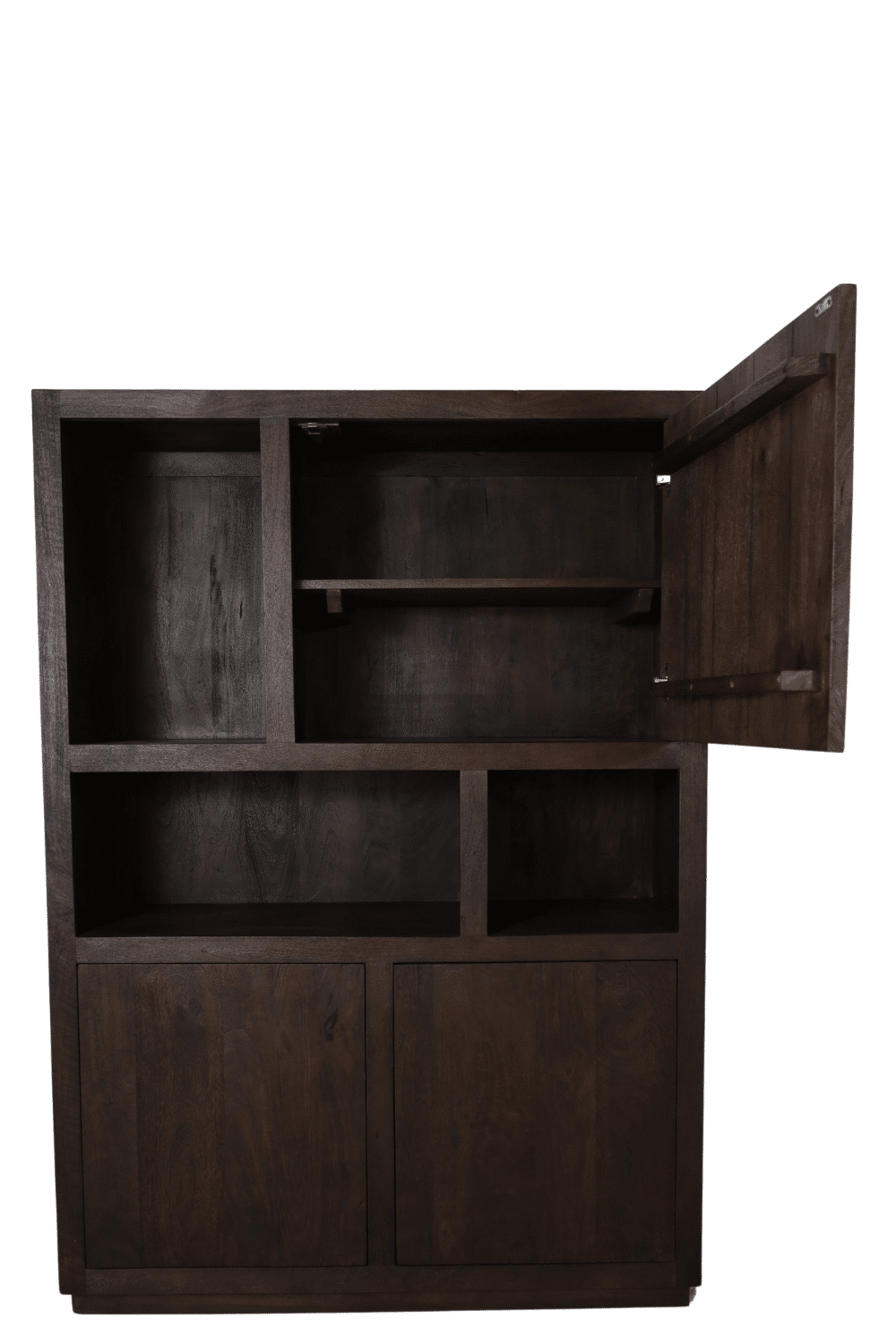 Vakkenkast walnoot bruin mango hout niet te hoog 120x45x170cm