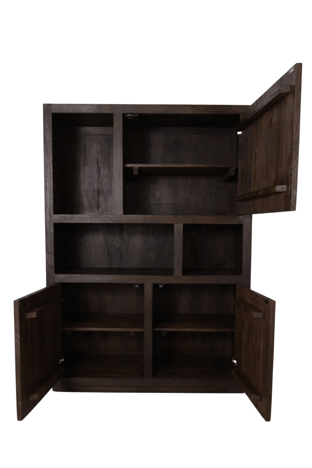 Vakkenkast walnoot bruin mango hout niet te hoog 120x45x170cm