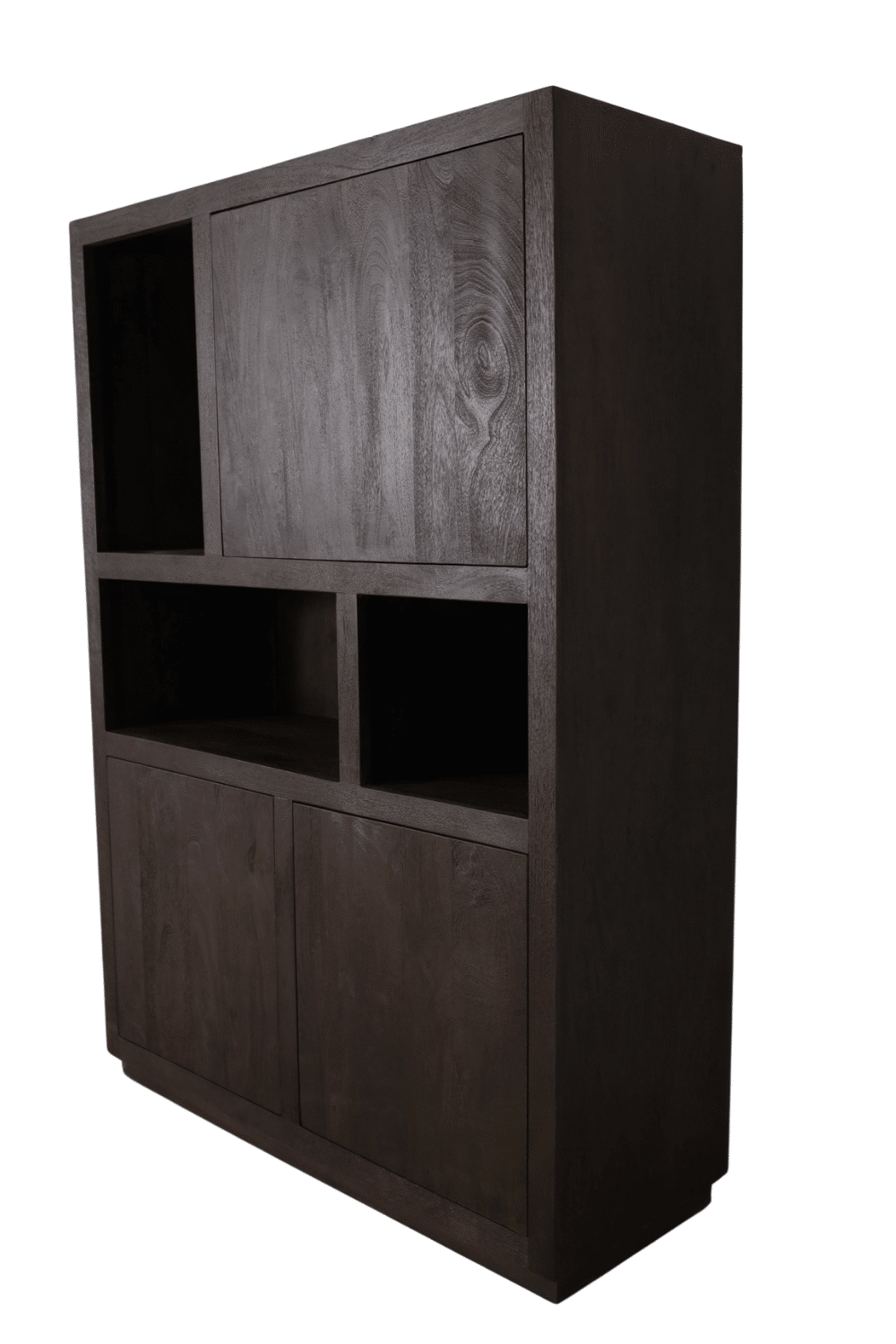 Vakkenkast walnoot bruin mango hout niet te hoog 120x45x170cm