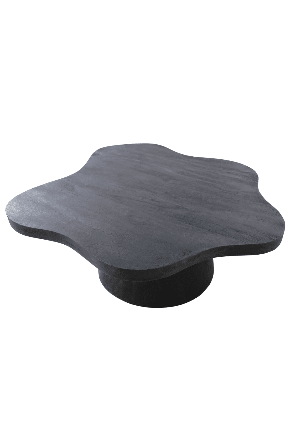 Zwarte mango houten salontafel organische bloem vorm 120x120x43 cm