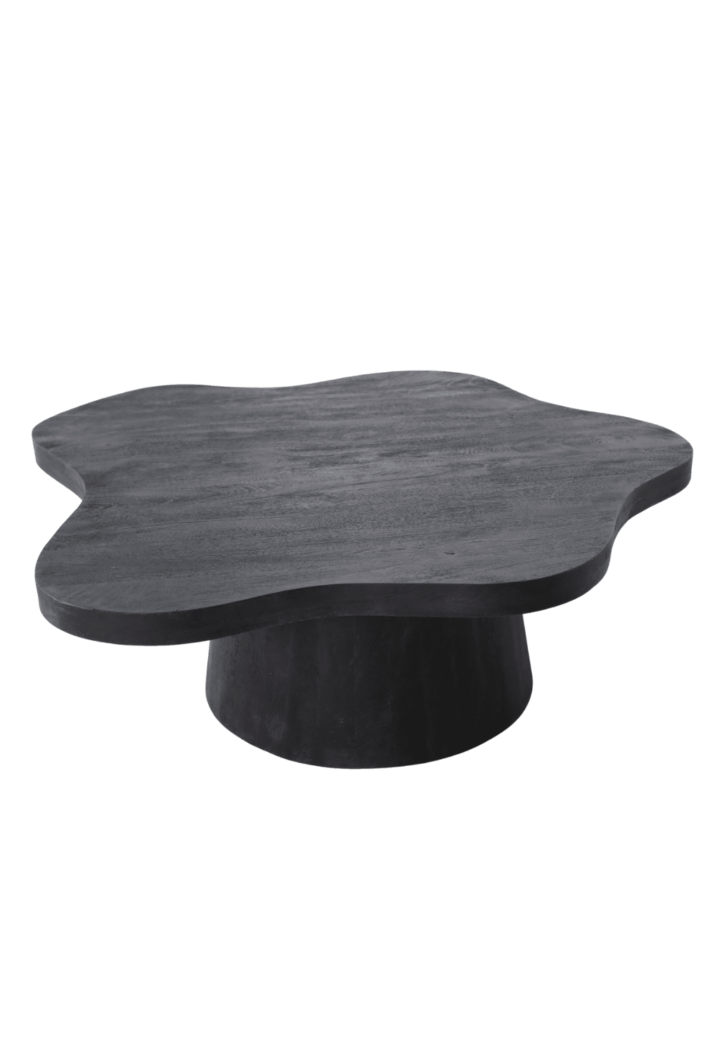 Zwarte mango houten salontafel organische bloem vorm 120x120x43 cm
