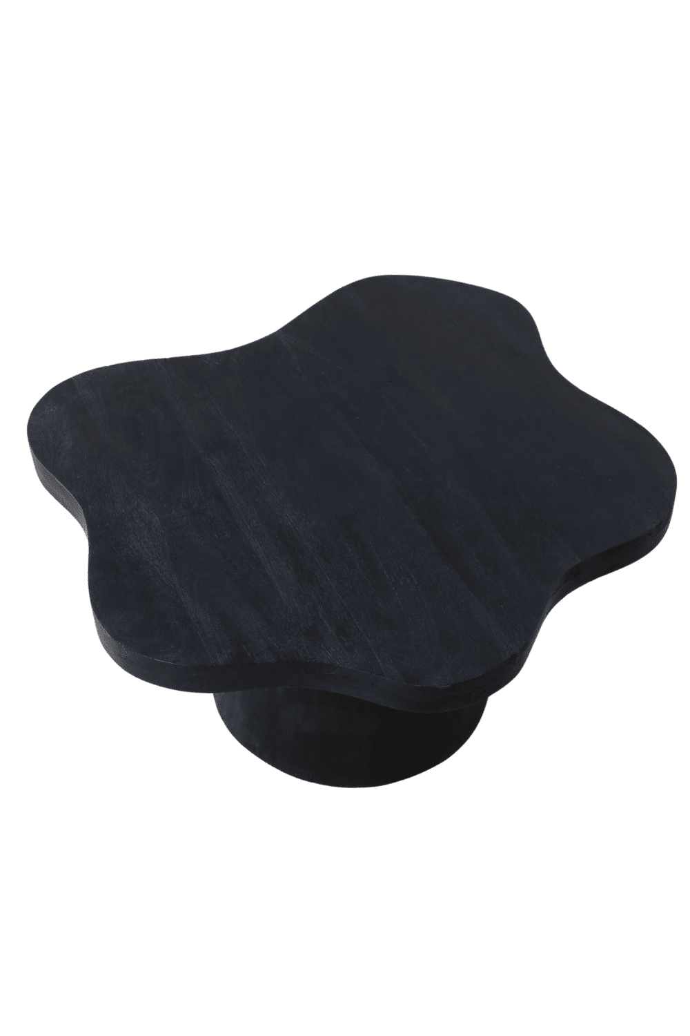 Zwarte mango houten salontafel organische bloem vorm 120x120x43 cm