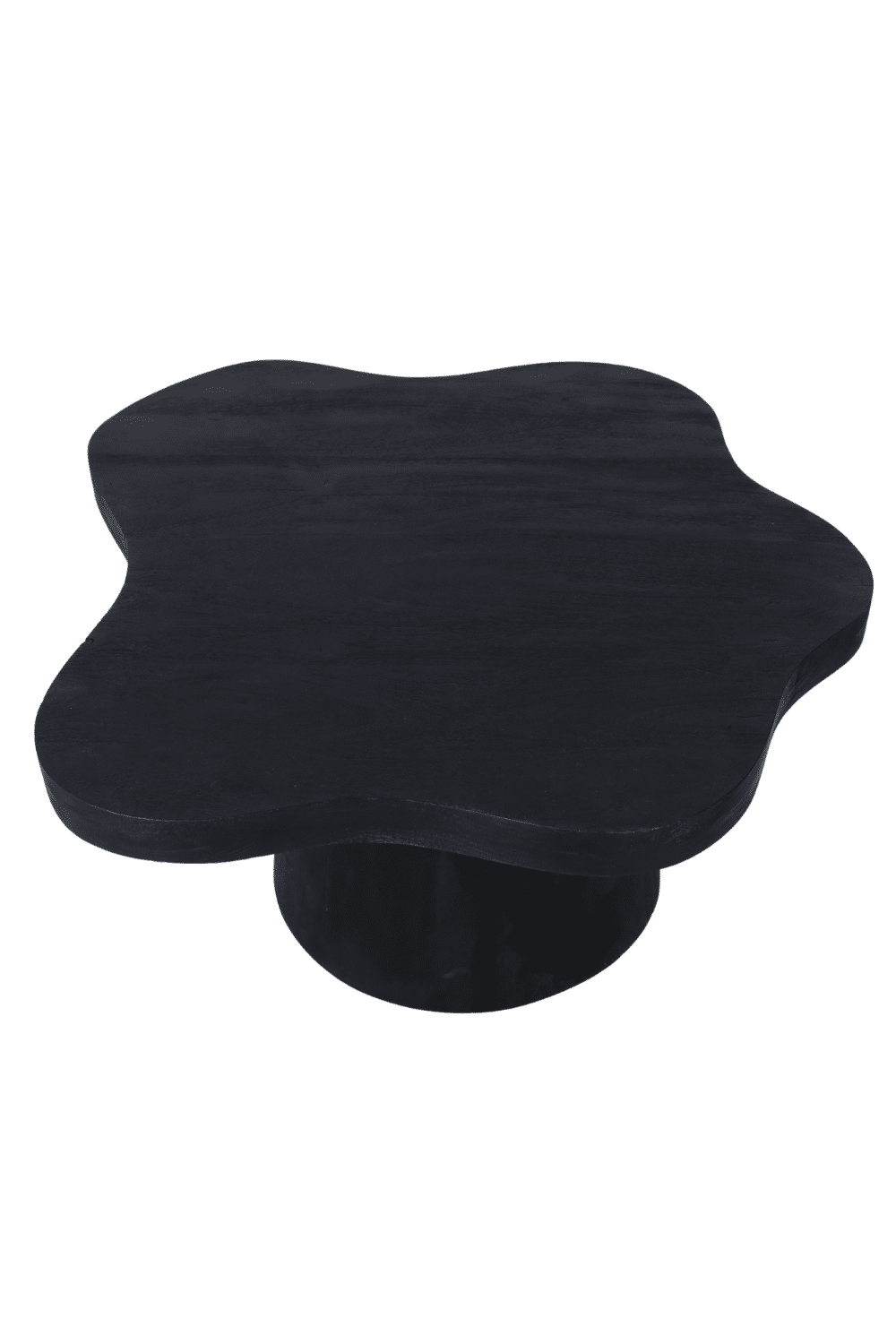 Zwarte mango houten salontafel organische bloem vorm 90x90x43 cm
