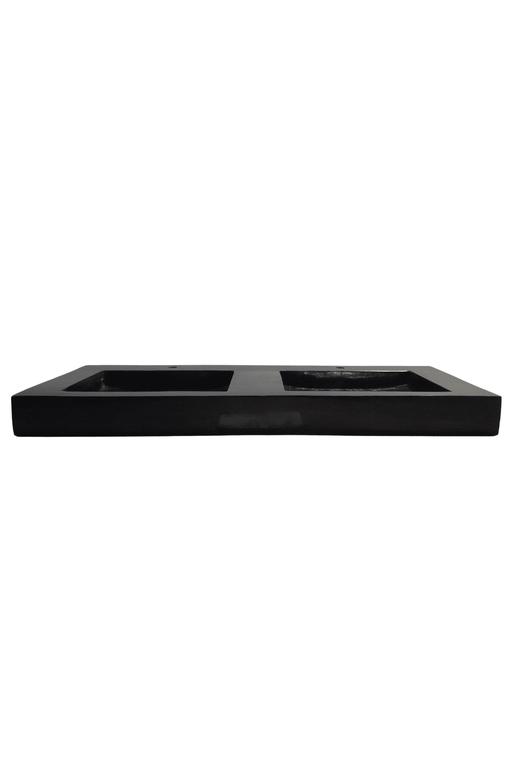 Dubbele zwarte wasbak natuursteen 120x45x10 cm