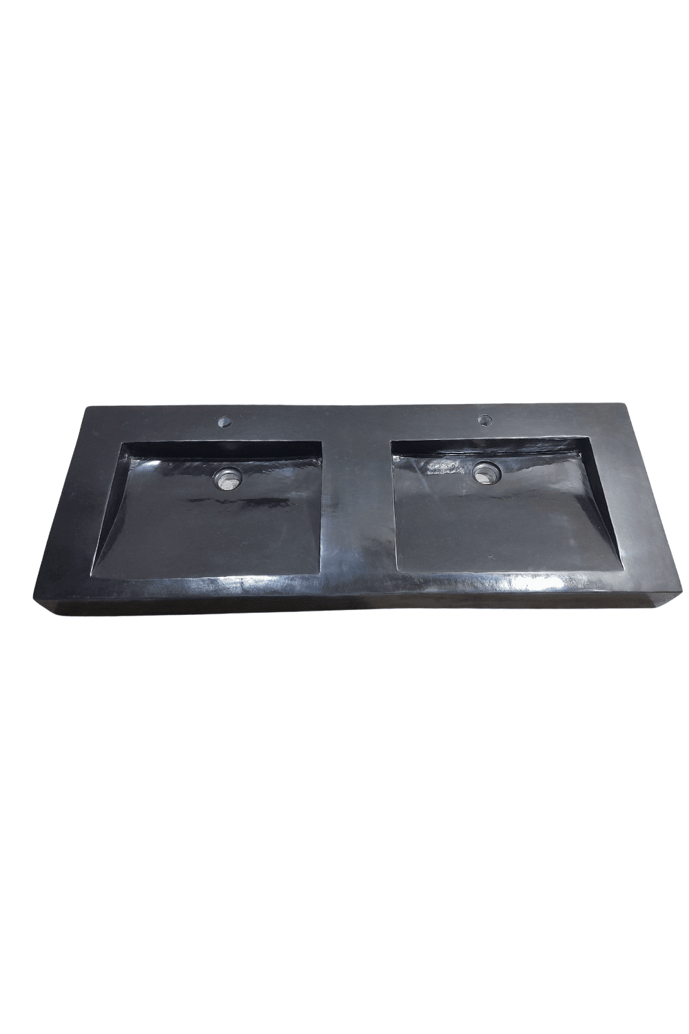 Dubbele zwarte wasbak natuursteen 120x45x10 cm