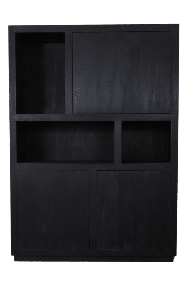 Zwarte vakkenkast mango hout 120x45x170cm