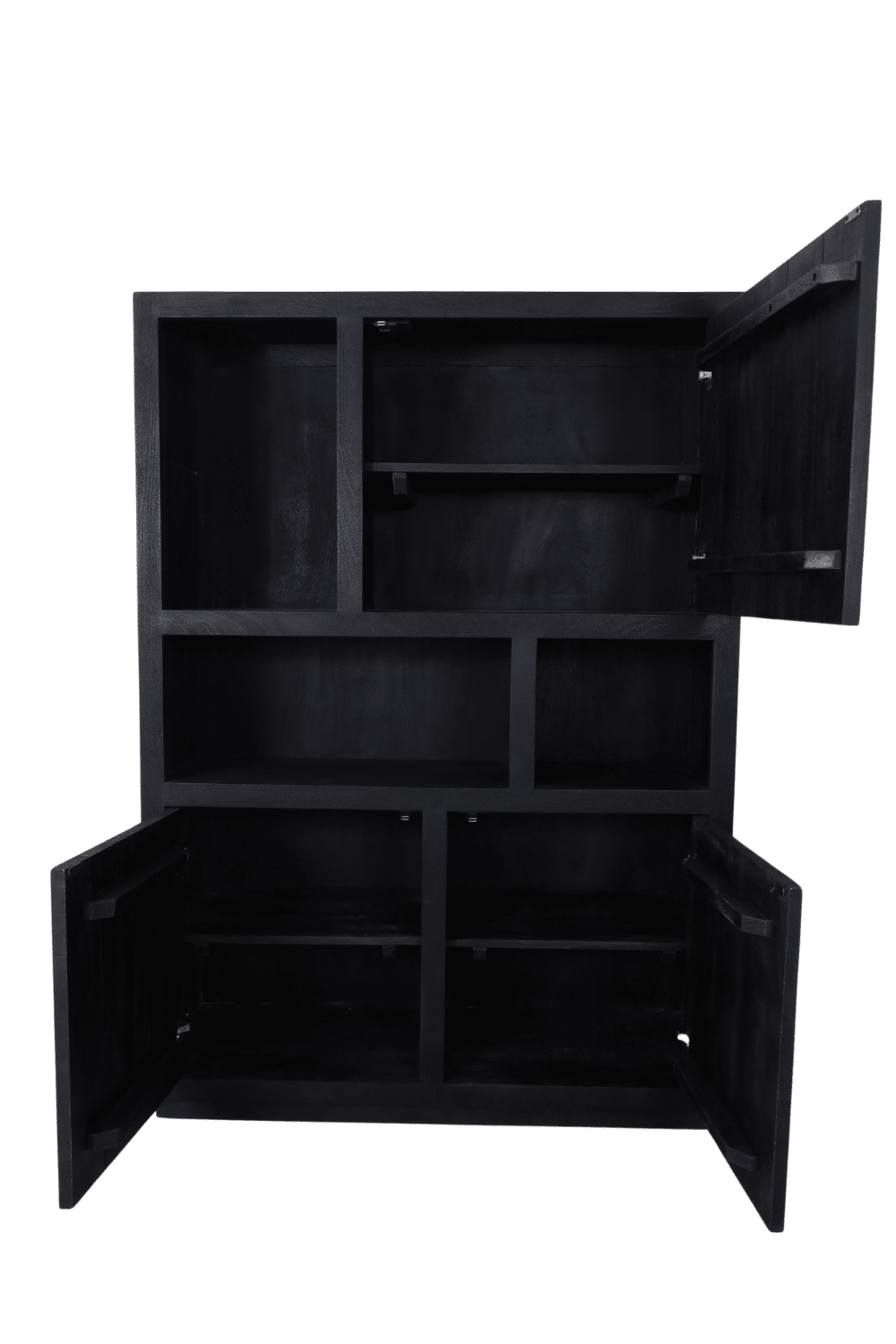 Zwarte vakkenkast mango hout 120x45x170cm