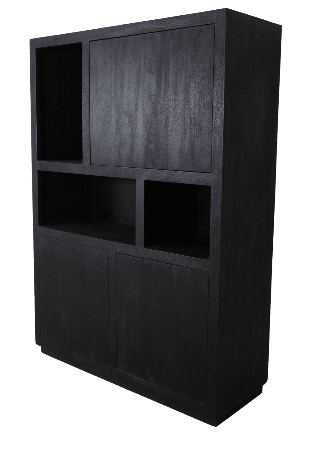 Zwarte vakkenkast mango hout 120x45x170cm