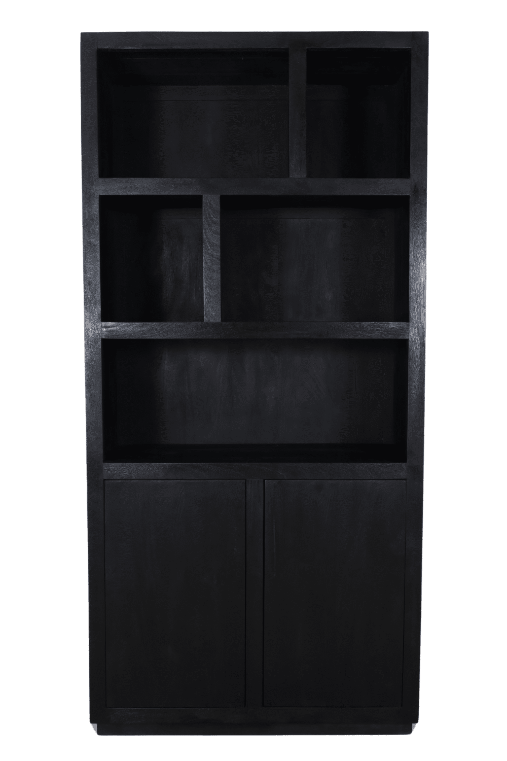 Zwarte smalle vakkenkast mango hout 100x45x210 cm