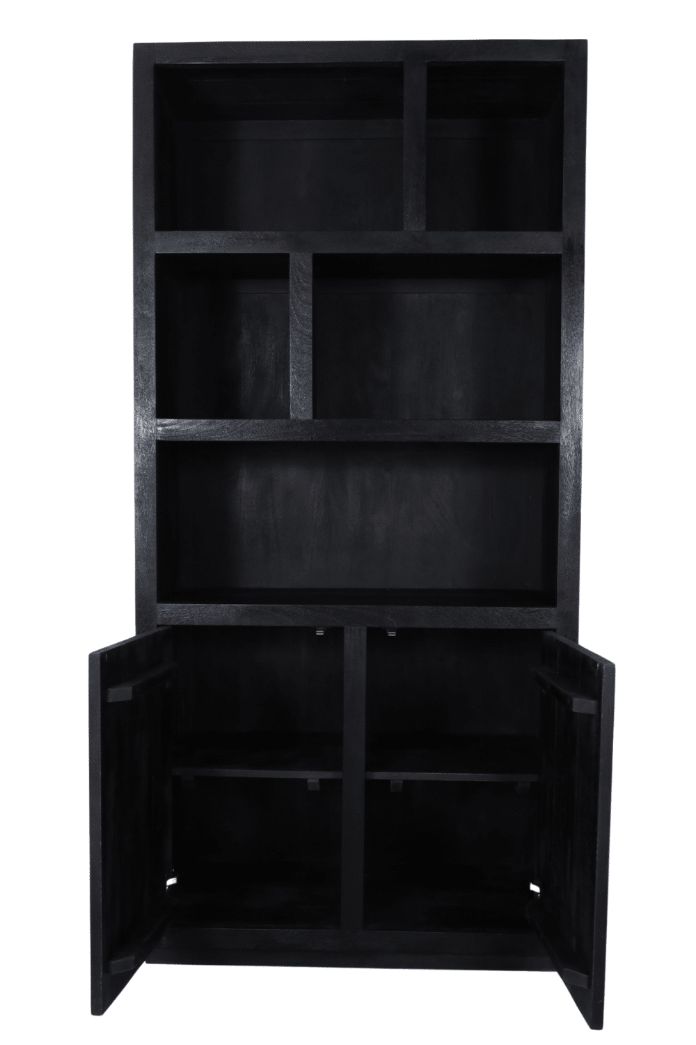 Zwarte smalle vakkenkast mango hout 100x45x210 cm