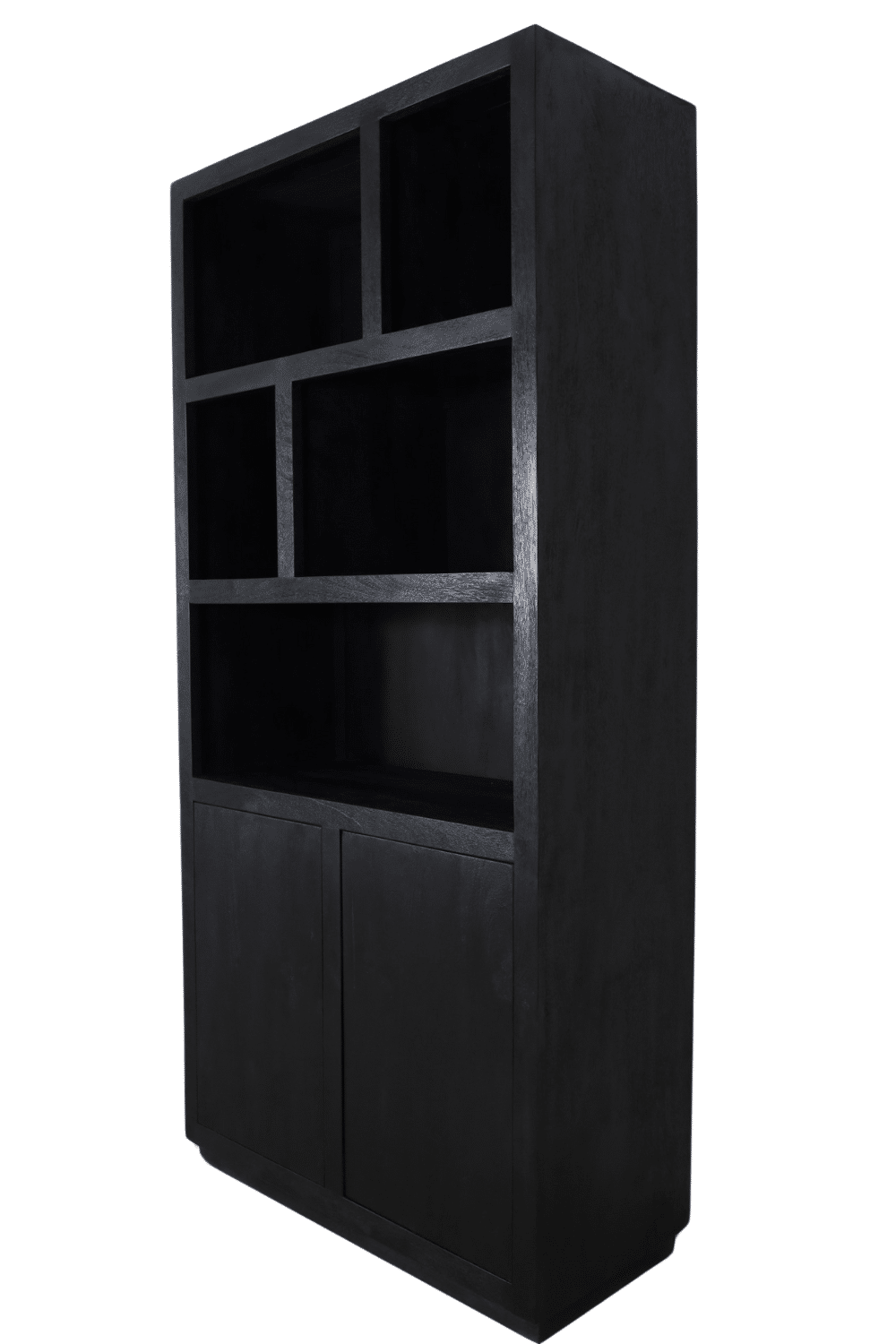 Zwarte smalle vakkenkast mango hout 100x45x210 cm