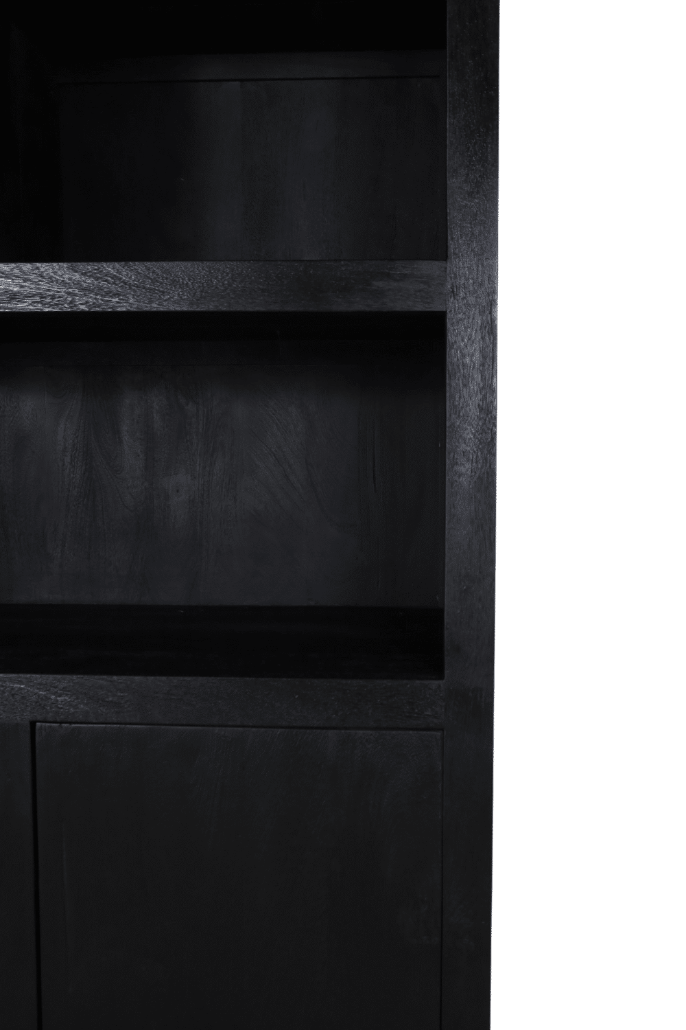 Zwarte smalle vakkenkast mango hout 100x45x210 cm