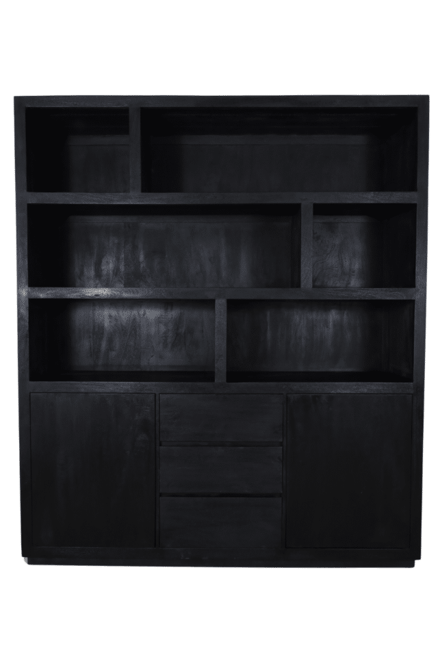 Zwarte vakkenkast 180x45x210 cm