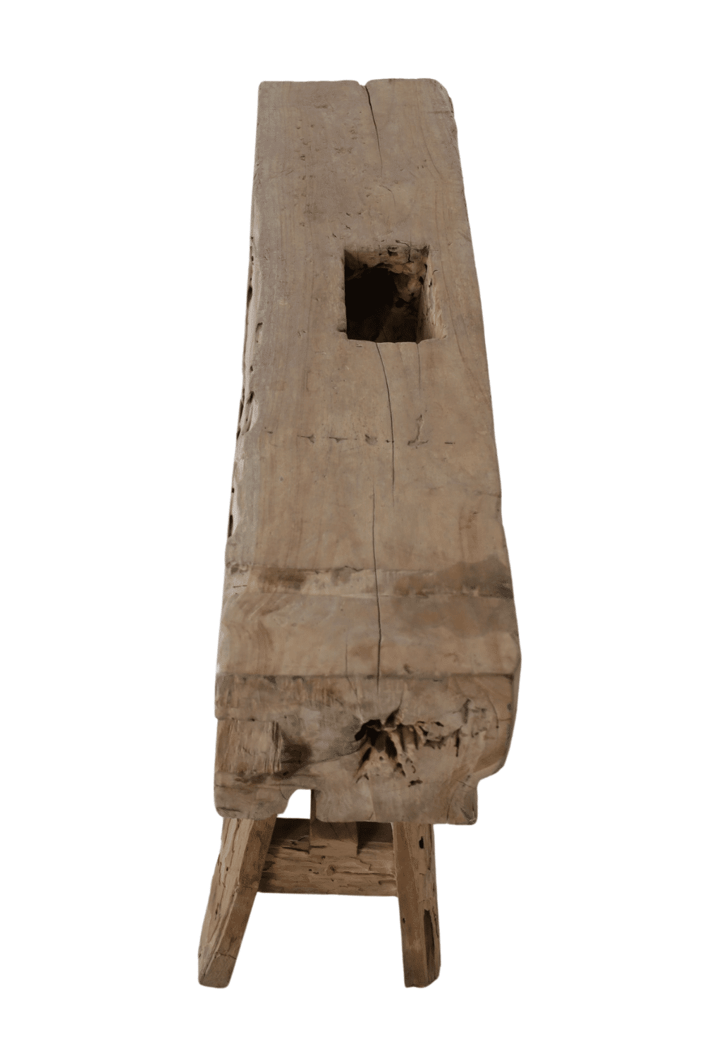 Oud houten bankje van een oude balk 100 cm