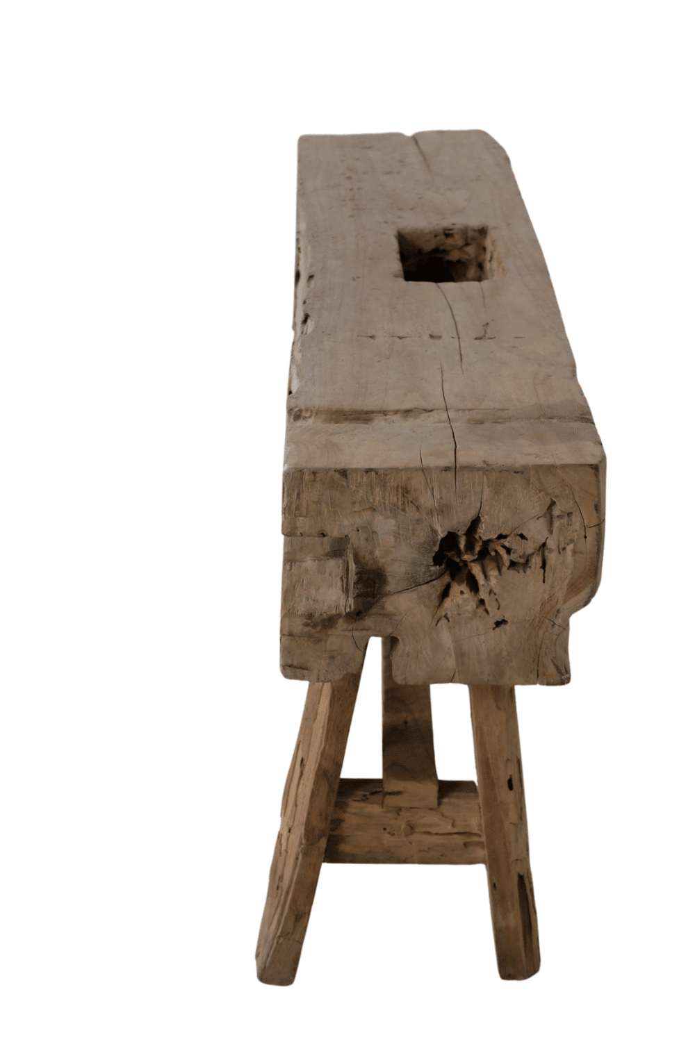 Oud houten bankje van een oude balk 100 cm