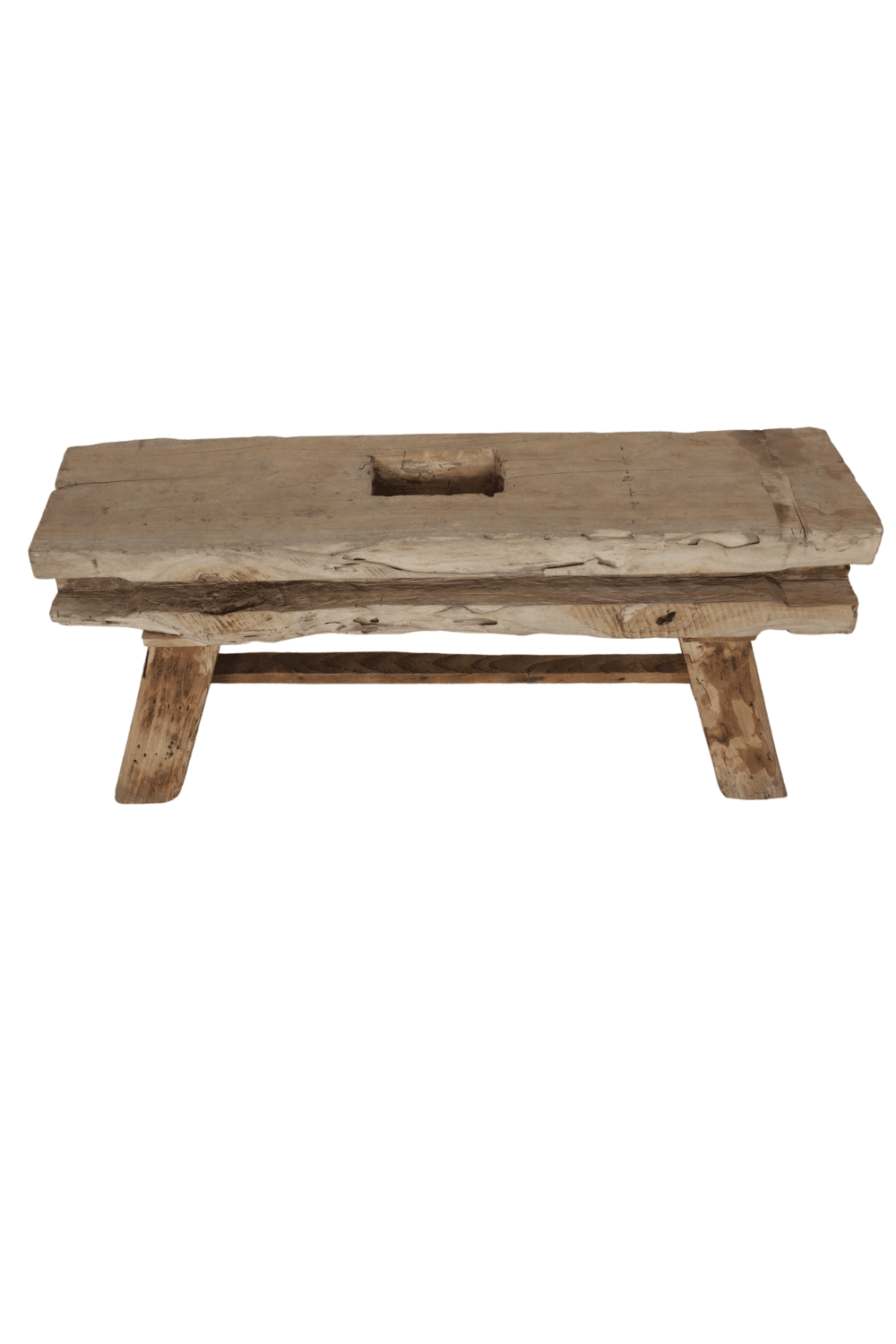 Oud houten bankje van een oude balk 100 cm
