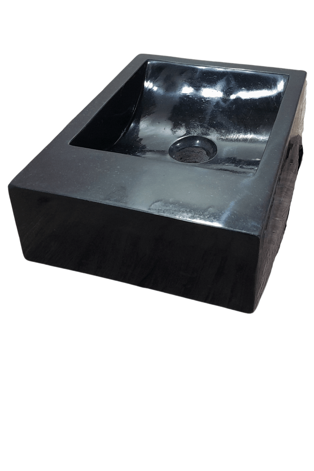 rechthoekige zwarte wasbakje voor toilet natuursteen andesiet 36x25x10 cm