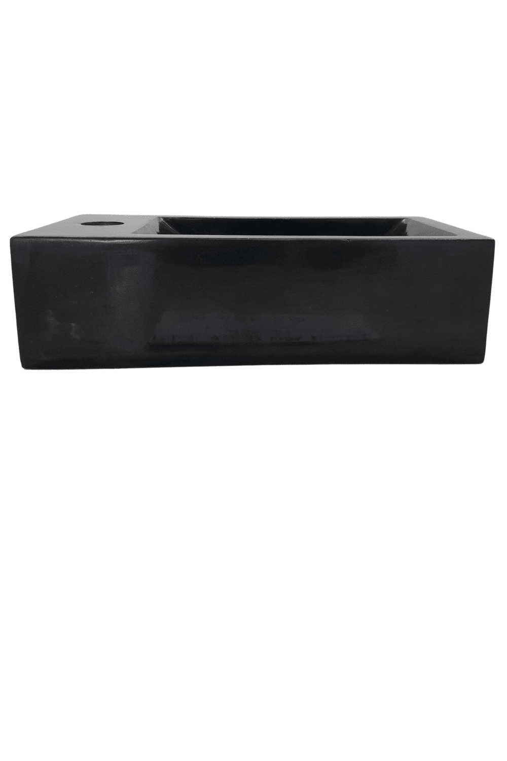 rechthoekige zwarte wasbakje voor toilet natuursteen andesiet met kraangat 36x20x10 cm