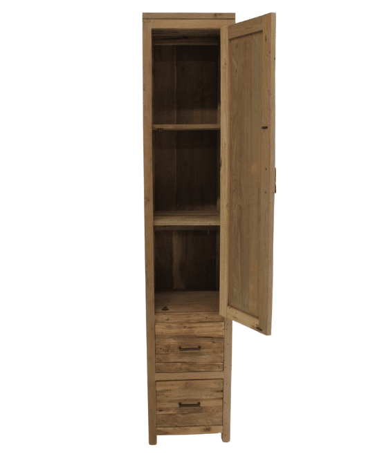 ruw teak houten hoge badkamerkast 40x40x200 cm