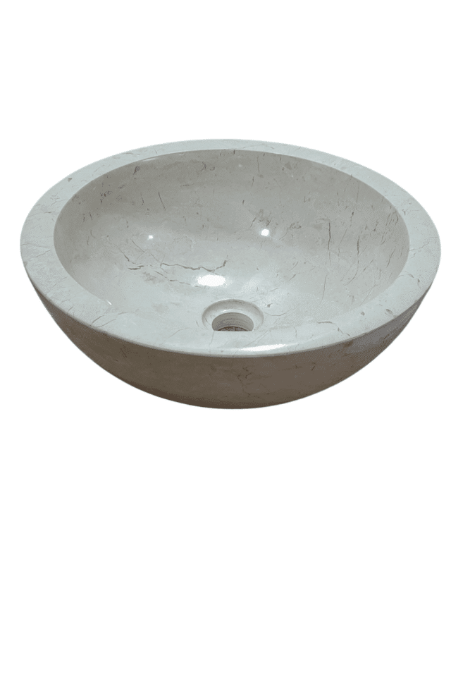 Witte beige marmeren ronde wasbak 40x40x15 cm