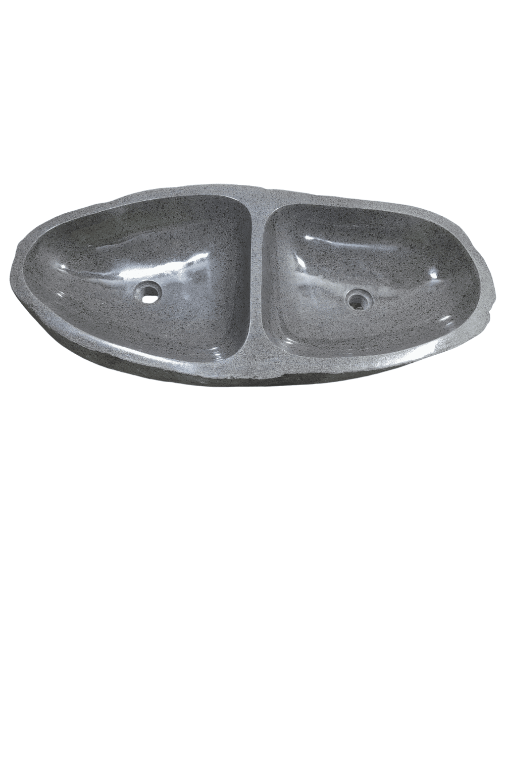 Dubbele natuurstenen rivierkei wasbak 104x49x15 cm