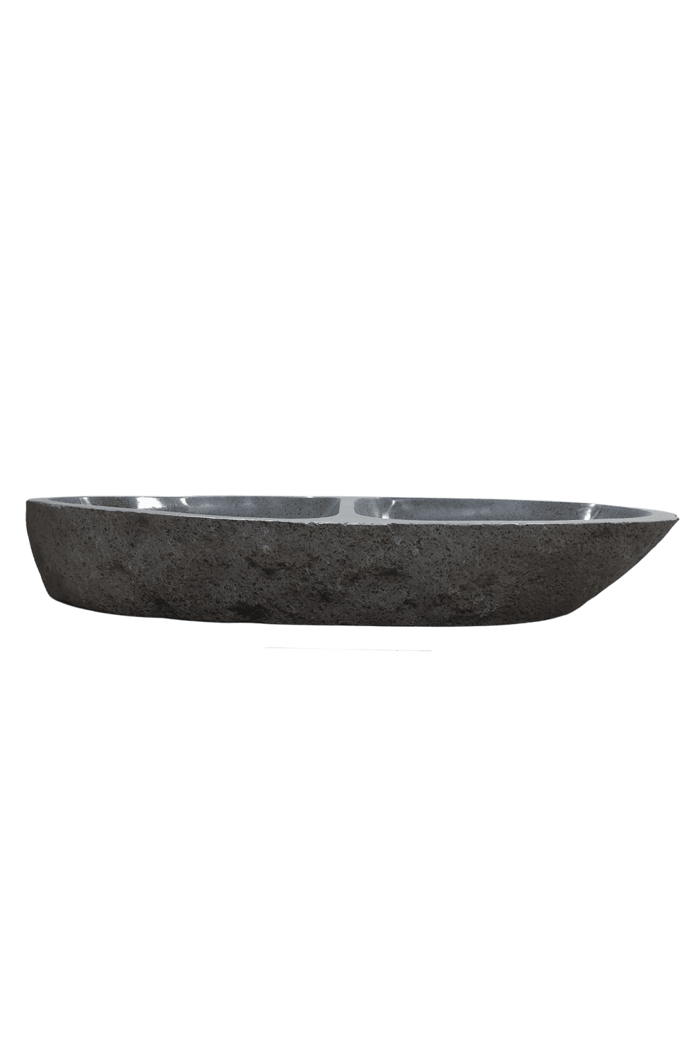 Dubbele natuurstenen rivierkei wasbak 104x49x15 cm