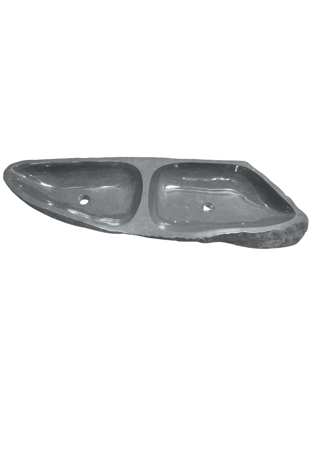 Dubbele natuurstenen rivierkei wasbak 138x48x15 cm