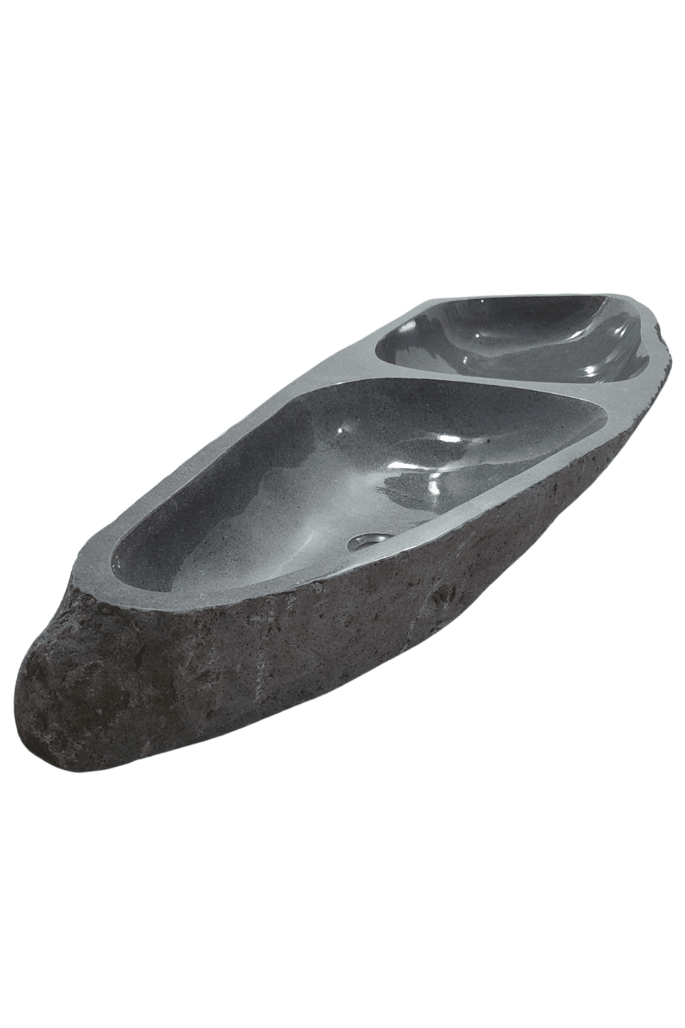 Dubbele natuurstenen rivierkei wasbak 138x48x15 cm