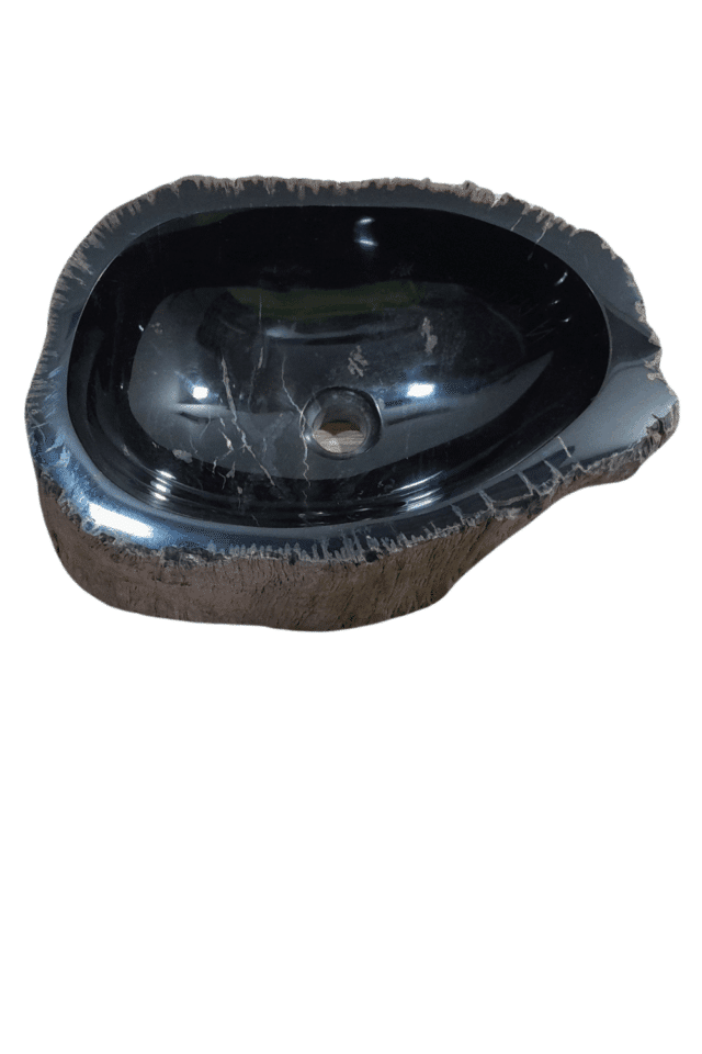 versteend houten wasbak fossiel 45 cm