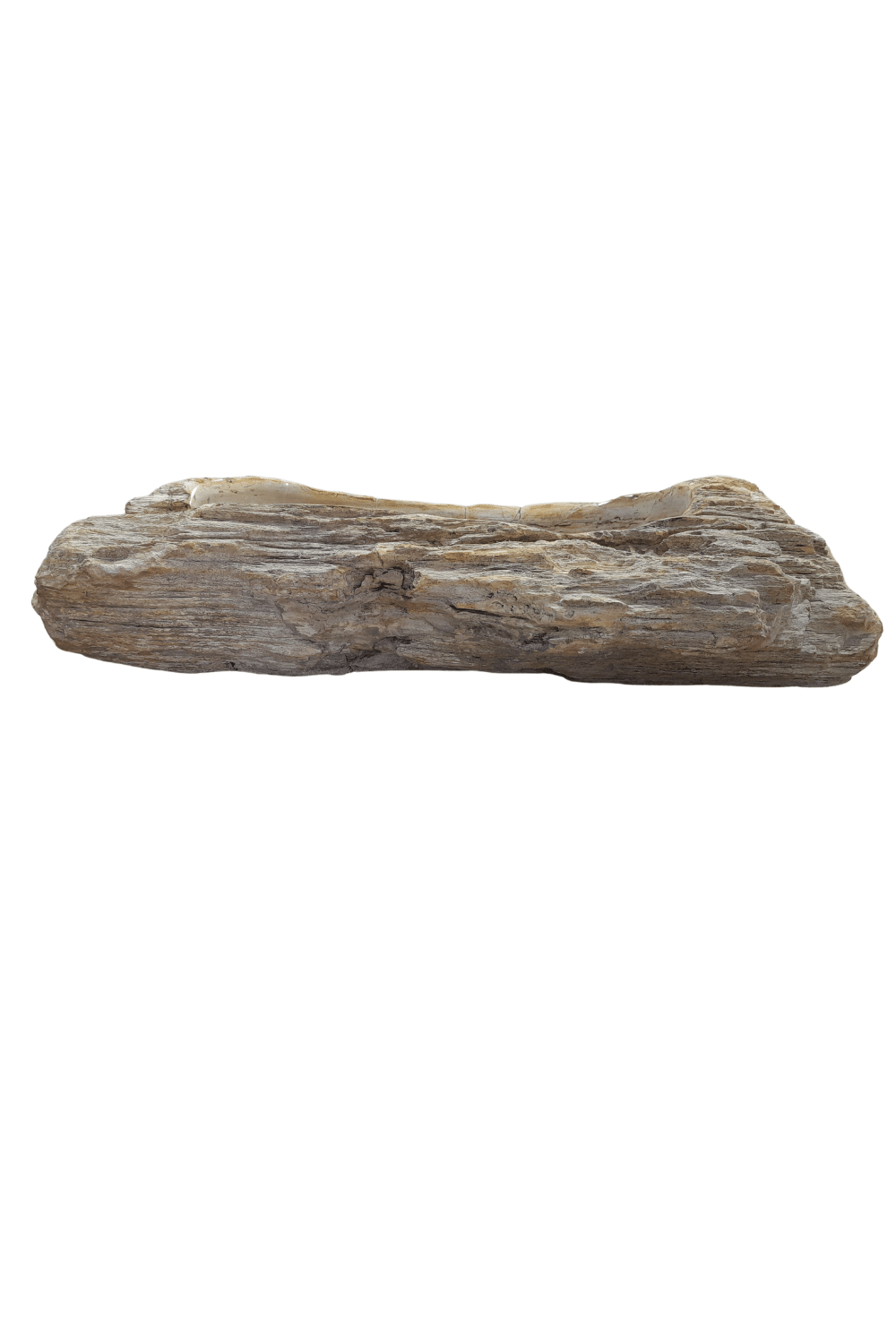 Fossiele wasbak versteend hout 80 cm beige met zwart